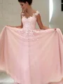 A-Line/Princess Sweetheart Floor-Length Tulle Evening Dresses With Appliques Lace