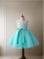 Ball Gown Scoop Knee-Length Tulle Flower Girl Dresses With Belt/Sash