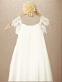 A-Line/Princess Scoop Tea-Length Chiffon Flower Girl Dresses With Lace