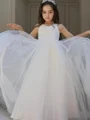 A-Line/Princess Sweetheart Floor-Length Tulle Flower Girl Dresses With Bow