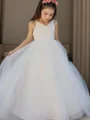A-Line/Princess Sweetheart Floor-Length Tulle Flower Girl Dresses With Bow