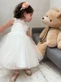 A-Line/Princess Scoop Knee-Length Tulle Flower Girl Dresses With Lace