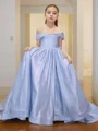Ball Gown Off-the-Shoulder Court Train Flower Girl Dresses With Bow