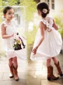 A-Line/Princess Square Knee-Length Chiffon Flower Girl Dresses With Stretch Crepe