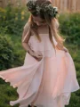 Empire Spaghetti Straps Floor-Length Chiffon Flower Girl Dresses With Belt/Sash