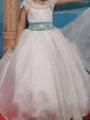 Ball Gown Scoop Floor-Length Organza Flower Girl Dresses With Belt/Sash