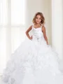 Ball Gown Straps Floor-Length Organza Flower Girl Dresses With Beading