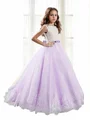 Ball Gown Jewel Sweep Train Tulle Flower Girl Dresses With Belt/Sash