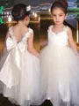 Ball Gown Sweetheart Floor-Length Tulle Flower Girl Dresses With Bow