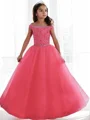 Ball Gown Off-the-Shoulder Floor-Length Tulle Flower Girl Dresses With Beading