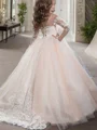 Ball Gown Scoop Sweep Train Tulle Flower Girl Dresses