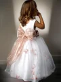 A-Line/Princess Scoop Floor-Length Tulle Flower Girl Dresses With Belt/Sash