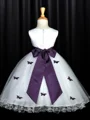 A-Line/Princess Scoop Tea-Length Organza Flower Girl Dresses With Belt/Sash