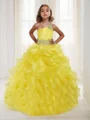 Ball Gown One-Shoulder Floor-Length Organza Flower Girl Dresses With Beading