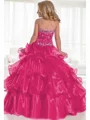 Ball Gown Halter Floor-Length Organza Flower Girl Dresses With Rhinestone