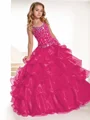 Ball Gown Halter Floor-Length Organza Flower Girl Dresses With Rhinestone