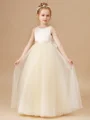 A-Line/Princess Scoop Floor-Length Tulle Flower Girl Dresses With Belt/Sash