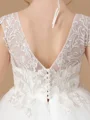 Ball Gown Scoop Sweep Train Tulle Flower Girl Dresses With Appliques Lace