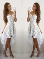 A-Line/Princess V-neck Short/Mini Lace Homecoming Dresses