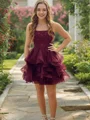 A-Line/Princess Strapless Short/Mini Tulle Homecoming Dresses