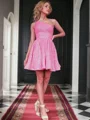 A-Line/Princess One-Shoulder Short/Mini Sequins Homecoming Dresses With Ruffles