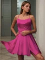 A-Line/Princess Spaghetti Straps Short/Mini Silk Like Satin Homecoming Dresses