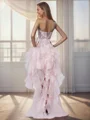 A-line Strapless Bow Asymmetrical Organza Homecoming Dress