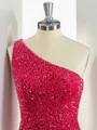 Sheath One-Shoulder Sequin Short/Mini Velvet Sequins Dress
