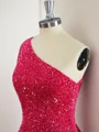 Sheath One-Shoulder Sequin Short/Mini Velvet Sequins Dress