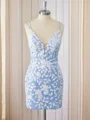 Sheath Lace Spaghetti Straps Appliques Lace Short/Mini Dress