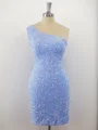 Sheath Velvet Sequins One-Shoulder Short/Mini Homecoming Dress