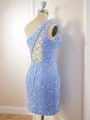 Sheath Velvet Sequins One-Shoulder Short/Mini Homecoming Dress