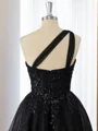 A-line Tulle One-Shoulder Sequin Corset Short/Mini Dress