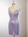 Sheath Spaghetti Straps Sequin Short/Mini Dress