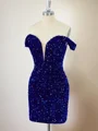 Sheath Velvet Sequins Off-the-Shoulder Short/Mini Dress