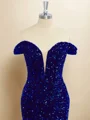 Sheath Velvet Sequins Off-the-Shoulder Short/Mini Dress