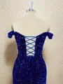 Sheath Velvet Sequins Off-the-Shoulder Short/Mini Dress