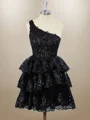 Ball-Gown Tulle One-Shoulder Appliques Lace Corset Short/Mini Dress