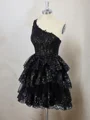 Ball-Gown Tulle One-Shoulder Appliques Lace Corset Short/Mini Dress