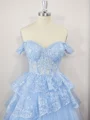 Ball-Gown Tulle Off-the-Shoulder Appliques Lace Corset Short/Mini Dress