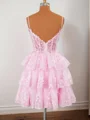 Ball-Gown Tulle V-neck Appliques Lace Corset Short/Mini Dress
