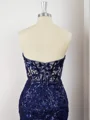 Sheath Silk Like Satin Strapless Sequin Corset Short/Mini Dress