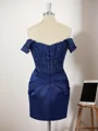 Sheath Silk Like Satin Off-the-Shoulder Appliques Lace Corset Short/Mini Dress