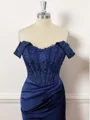 Sheath Silk Like Satin Off-the-Shoulder Appliques Lace Corset Short/Mini Dress