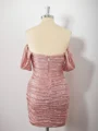 Sheath Off-the-Shoulder Pleated Short/Mini Dress
