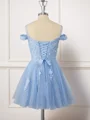 A-line Tulle Off-the-Shoulder Appliques Lace Short/Mini Dress