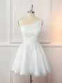 A-line Tulle One-Shoulder Appliques Lace Short/Mini Dress
