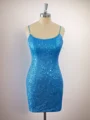 Sheath Spaghetti Straps Sequin Short/Mini Dress