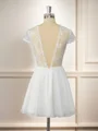 A-line Short Sleeves Chiffon Illusion Appliques Lace Short/Mini Dress