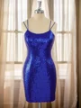 Sheath Sequins Spaghetti Straps Short/Mini Dress